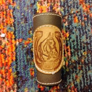 Vintage Hand-Tooled Mexican Leather Wrapped Shot Glass Colotlán, Jalisco
